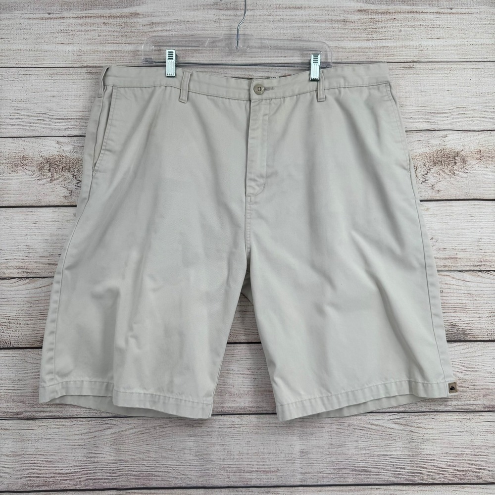 Vintage 90s Quiksilver Chino Shorts Mens 42 Khaki Tan Flat Front Utility